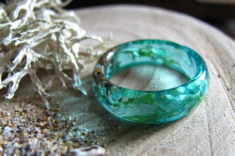 Ocean Resin Ring Mermaid Ring Summer Sea Ring Blue Teal - Etsy