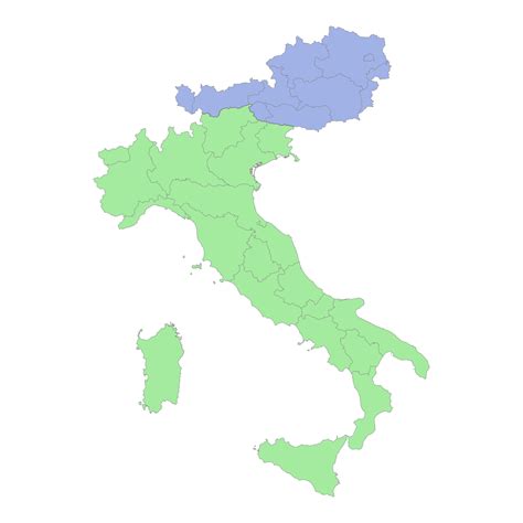 High quality political map of Italy and Austria with borders of the regions or provinces ...