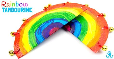 Rainbow Paper Plate Tambourine Craft - Kids Craft Room