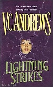 the cover of lightning strikes by v c andrews, with an image of a woman's face