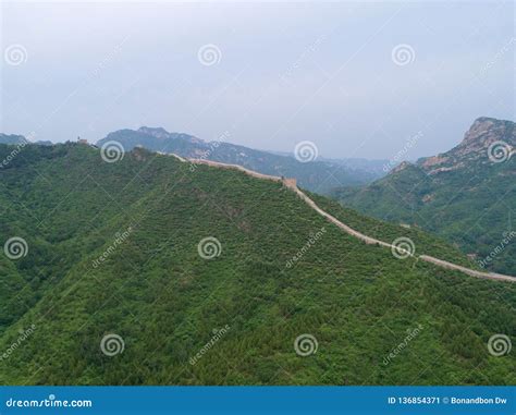 Aerial View of Great Wall of China. Stock Image - Image of miracle, famous: 136854371