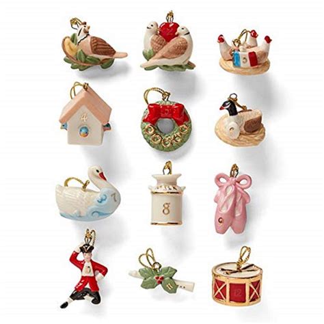 Lenox 12 Days Of Christmas Miniature Tree Ornaments Twelve Set Of 10 Swans NEW - Ornaments