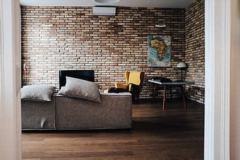 black, red, armchair, brown, wooden, cabinet, living, room, home ...