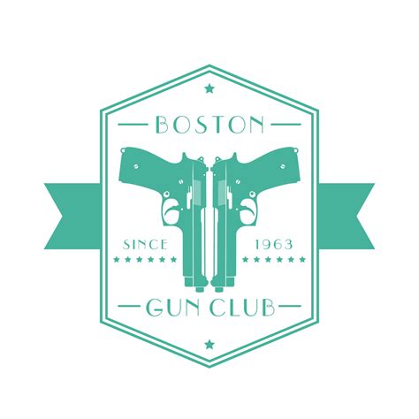 Gun club vintage emblem, logo with pistols, two guns on emblem, vector ...