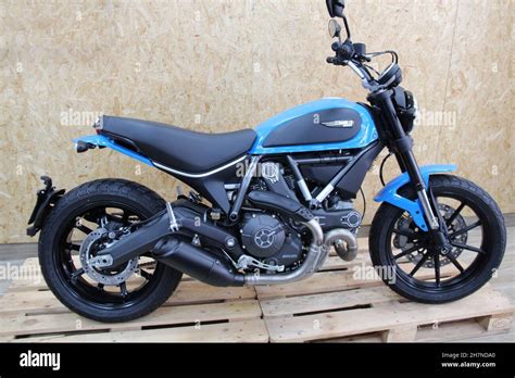 Ducati Scrambler motorcycle: Icon model, with custom paint in blue ...