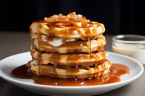 Premium AI Image | Waffle Stack with Maple Syrup