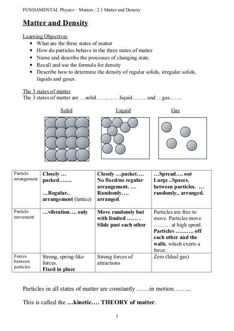 Fun2.1 matter and density notes