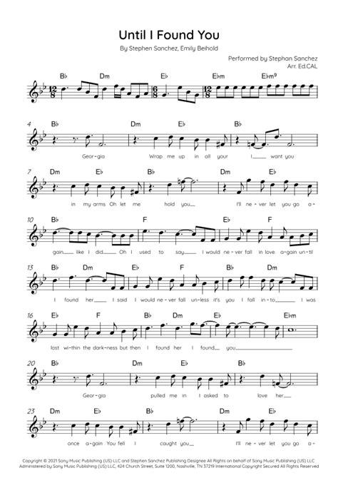 Until I Found You (arr. Arr. Ed.CAL) by Stephen Sanchez Sheet Music for ...