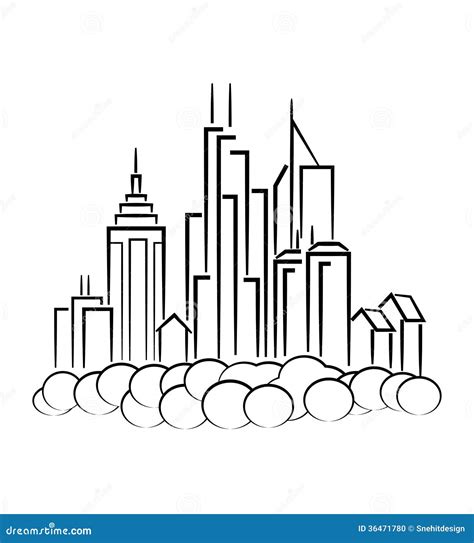 Line art of cityscape stock illustration. Illustration of architectural - 36471780