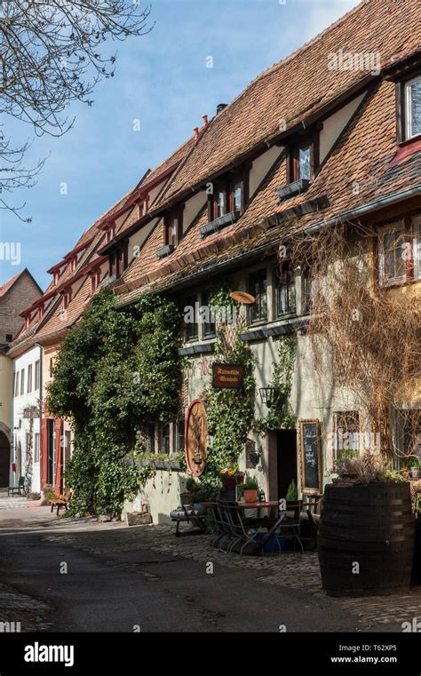 Historic colorful half-timbered houses in the medieval town Rothenburg ob der Tauber, one of the ...