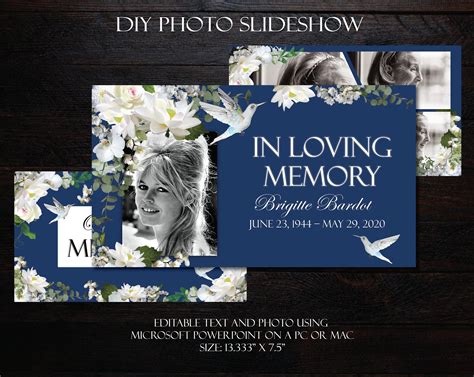 DIY Memorial Photo Slideshow Powerpoint Blue White Flowers - Etsy ...