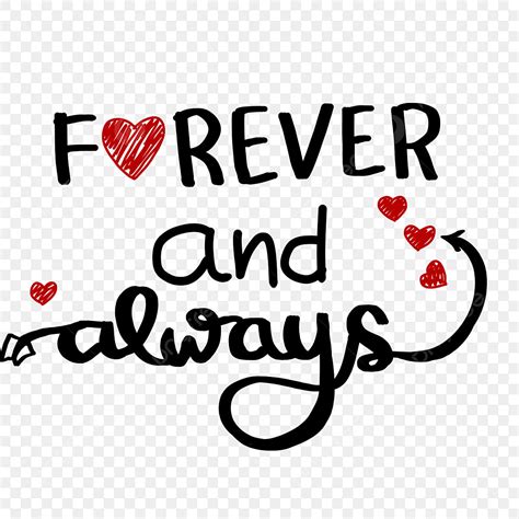 Forever And Always PNG Picture, Forever And Always Lettering With Handdrawn Hearts, Lettering ...