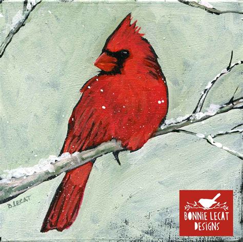 Original Acrylic Painting - Winter Cardinal by Bonnie Lecat