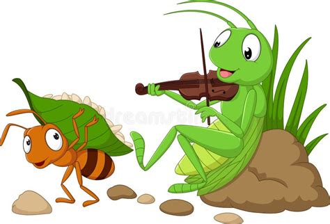 Cartoon the Ant and the Grasshopper Stock Vector - Illustration of ...