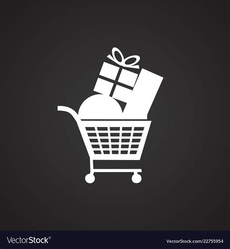 Shopping cart at sale on black background Vector Image