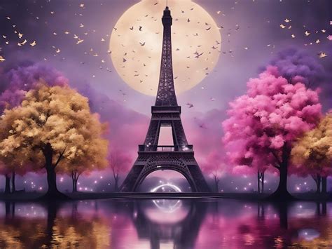 Premium AI Image | Romantic night sky Eiffel tower