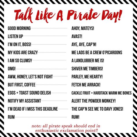 Talk Like a Pirate Day Party | Pirate day, Pirate words, Pirate talk