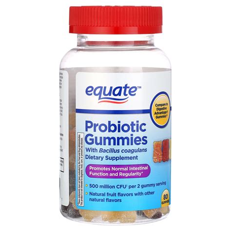 Equate Probiotic Bacillus Coagulans Dietary Supplement Gummies, Natural ...