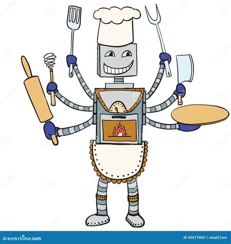 Robot Chef Drawing. Vector Cartoon Stock Vector - Image: 42577405