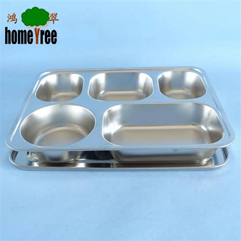 5 Compartment 304 Stainless Steel Fast Food Tray With Ss Lid - Buy Stainless Steel Food Tray ...