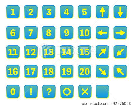 Square button style numbers and arrow icon set - Stock Illustration ...