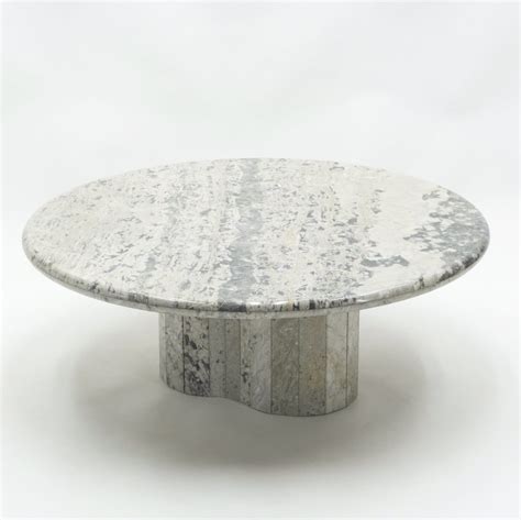 Large round coffee table in white sicilian marble, 1970s | #137345