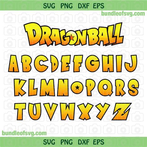 DragonBall Alphabet SVG Dragon Ball Z Font Alphabet Letters