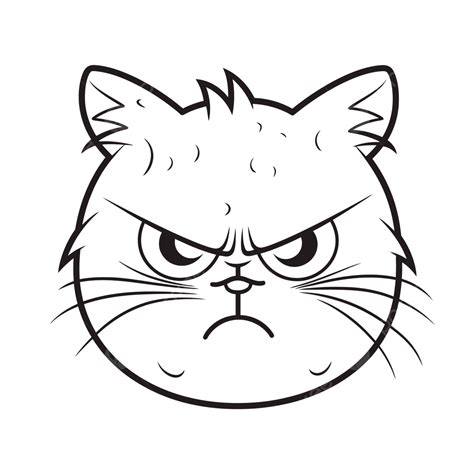 Angry Cat Black And White Drawing Vector Illustration Outline Sketch ...