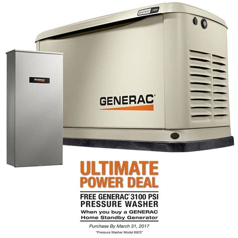 11,000-Watt (LP)/10,000-Watt (NG) Air Cooled Standby Generator with 16 ...