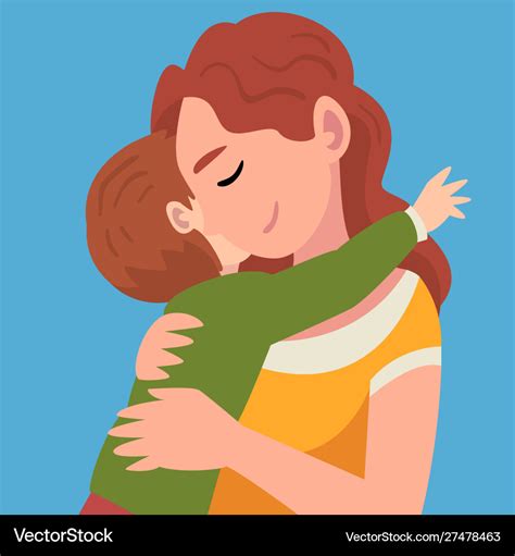 Mom and son s hugs cartoon Royalty Free Vector Image