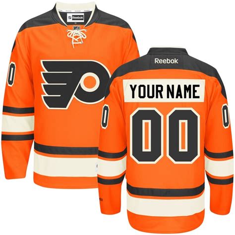 Mens Philadelphia Flyers Reebok Orange Premier Alternate Custom Jersey ...