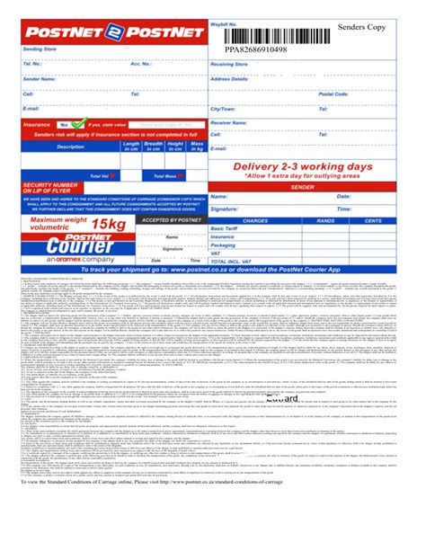 POSTNET waybill copy