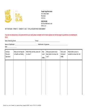 Risk assessment template for craft stall: Fill out & sign online Doc ...