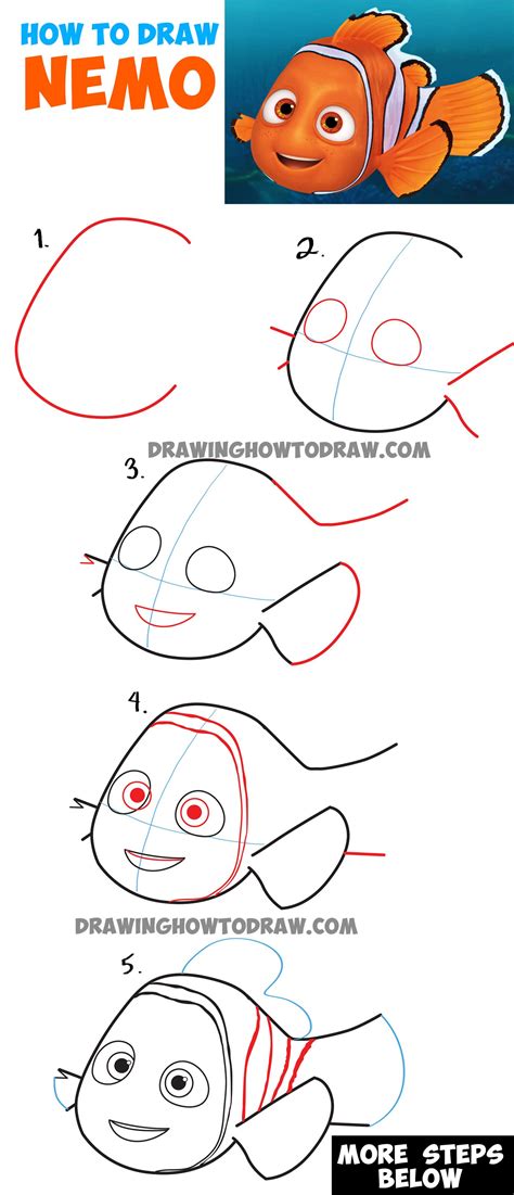 Learn How to Draw Nemo from Disney's Finding Dory : Easy Steps Drawing Lesson How To Draw Nemo ...