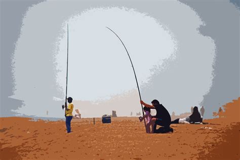 People Relaxing & Fishing On Beach Free Stock Photo - Public Domain ...