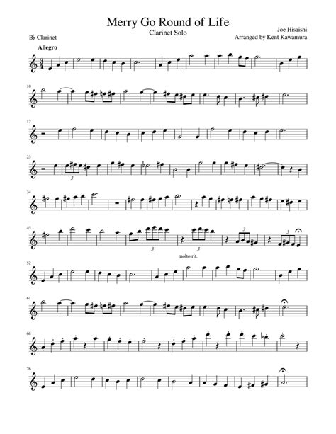 Merry Go Round of Life Clarinet Solo Sheet music for Clarinet (In B Flat) (Solo) | Musesco ...