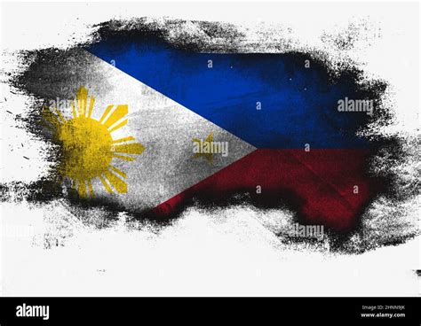 Philippines flag painted with brush on white background, 3D rendering ...