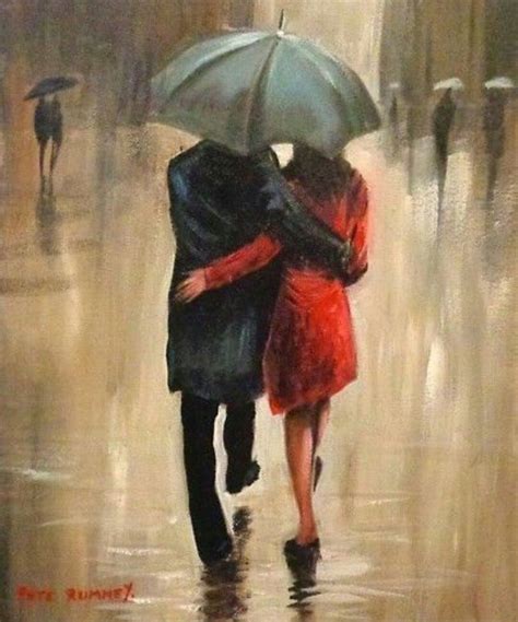 Lovers in the Rain Rain Painting, Acrylic Oil Painting, Rumney, Rain ...