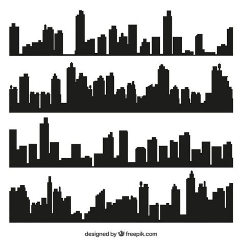 Free Vector | City skylines | City skyline silhouette, City skyline, Building silhouette