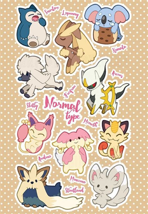 Normal Type Pokemon Sticker Sheet Pokemon Type Series - Etsy | Pokemon ...