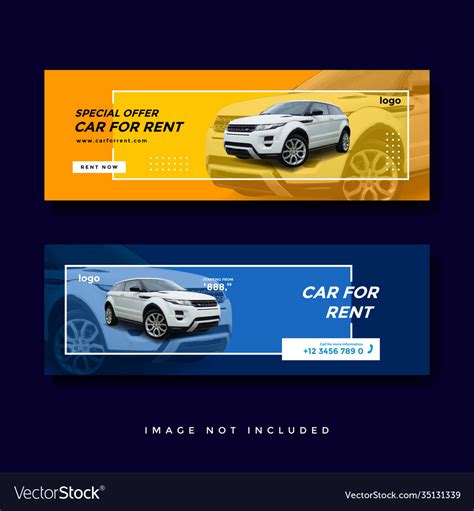 Car rent facebook cover banner ad template Vector Image