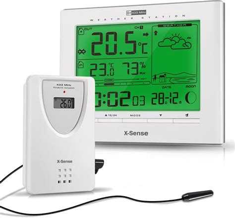 X-Sense AG-21 Wireless Indoor/Outdoor Weather Station with Temperature, Humidity, Moon Phase ...