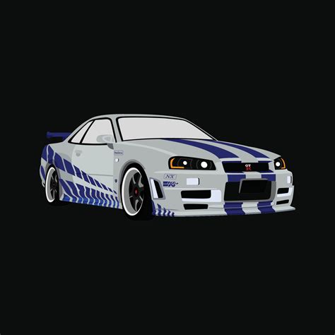 Nissan Skyline R34 Vector Art, Icons, and Graphics for Free Download