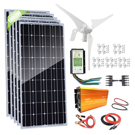 Buy 1000W Solar & Wind Power Kits Cabin Off Grid System for Charging ...