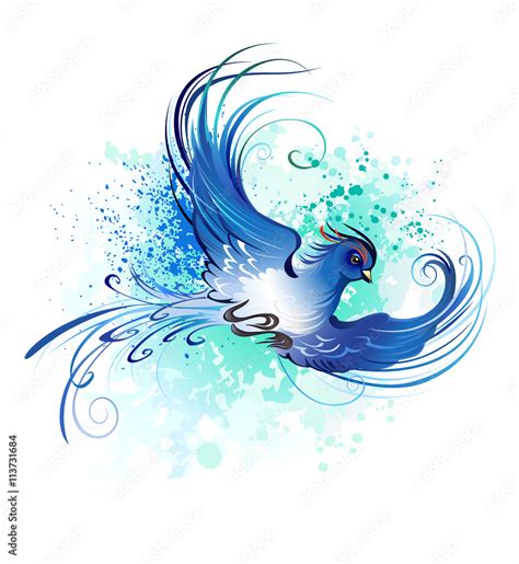 watercolor blue bird Stock Illustration | Adobe Stock