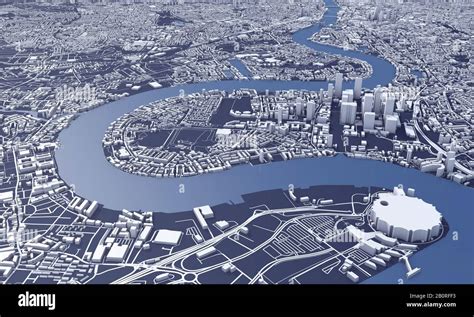 London city map 3D Rendering. Aerial satellite view Stock Photo - Alamy
