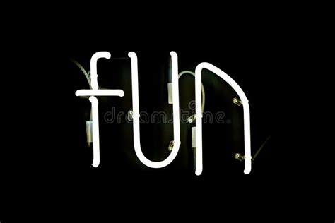 Neon FUN White Color Sign on Black Background Stock Photo - Image of ...