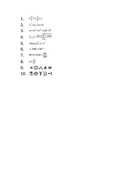 Equation and Symbols | PDF