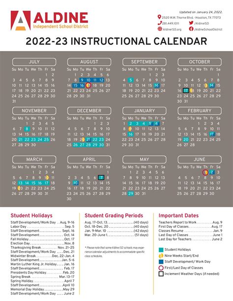 Aldine Isd Instructional Calendar - Tova Ainsley