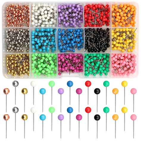 Buy 1500 PCS Push Pins, ZYNERY Tacks Marking Pins 1/8-Inch Plastic ...